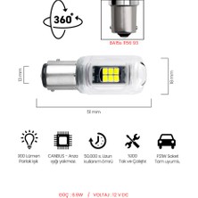 Waxen Stop Sinyal Geri Vites Ampulü Mercekli 18 LED P21W 1156 93 6500K Beyaz Tek Duy Güçlü Işık