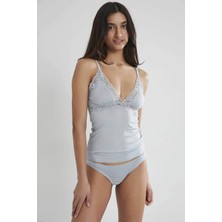 Pierre Cardin 367 Kadın Dantelli Penye Atlet Külot Kaşkorse Set - Mist