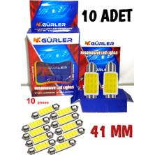 Gürler Oto Aksesuar 10 Adet Oto Tavan LED Sofit LED Plaka LED  41MM 12V Beyaz