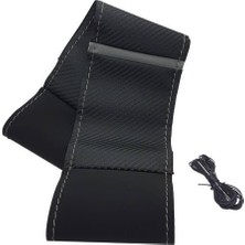 Dikmeli Direksiyon Kılıfı Alkantra-Karbon Gri Yüzüklü