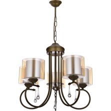 Mihrimah 5 Li Lüx Çift Camlı Avize Kahverengi