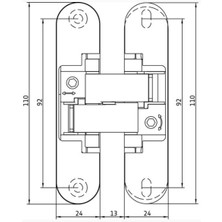 ALMITAL Gizli Kapı Menteşesi 180 Derece Açılım 3D Ayarlı  Anselmı Italya 110X24MM 40 kg