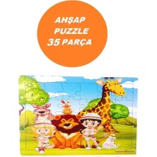 Woody Life Woodylife Safari Hayvanları 35 Parça Puzzle Yapboz Eğitici Çocuk Oyuncak