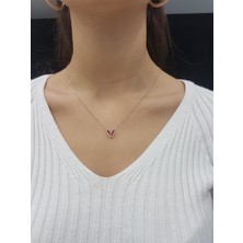 925 Gümüş Kelebek Lazer Mineli Minimal Kolye