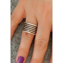 Fildişi Aksesuar Antik Gümüş Kaplama Düz Çizgi Şekilli El Yapımı Ayarlanabilir Yüzük