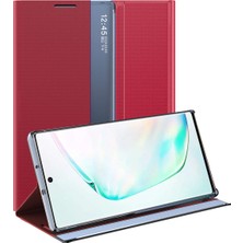 Eabhulie Samsung Galaxy Note 10 Plus / Note 10+ 5G İçin İnce Flip Pu Deri Pencereli Standlı Kılıf (Yurt Dışından)