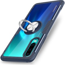 Eabhulie Huawei P30 İçin İnce Karbonfiber Bumper Şeffaf Halkalı Standlı Kılıf (Yurt Dışından)