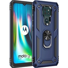 Eabhulie Motorola Moto G9 Play İçin Çift Katmanlı Halkalı Standlı Kılıf (Yurt Dışından)