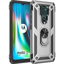 Eabhulie Motorola Moto G9 Play İçin Çift Katmanlı Halkalı Standlı Kılıf (Yurt Dışından)