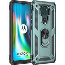 Eabhulie Motorola Moto G9 Play İçin Çift Katmanlı Halkalı Standlı Kılıf (Yurt Dışından)