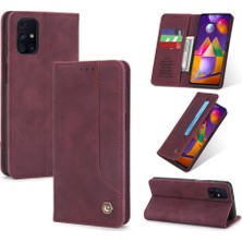 Eabhulie Samsung Galaxy M31S İçin Retro Deri Manyetik ShockProof Tpu Flip Standlı Kılıf (Yurt Dışından)