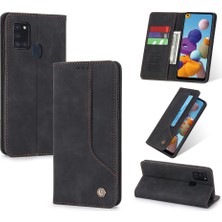 Eabhulie Samsung Galaxy A21S İçin Retro Deri Manyetik ShockProof Tpu Flip Standlı Kılıf (Yurt Dışından)