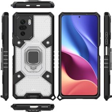 Eabhulie Xiaomi Redmi K40 / K40 Pro İçin Şeffaf Pc Tpu Bumper Antishock Korumalı Halkalı Standlı Kılıf (Yurt Dışından)