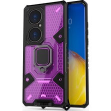 Eabhulie Huawei P50 Pro İçin Şeffaf Pc Tpu Bumper Antishock Korumalı Halkalı Standlı Kılıf (Yurt Dışından)