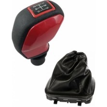 Moda Transit V347 Kırmızı Kapaklı Spor Vites Topuzu ve Vites Körüğü