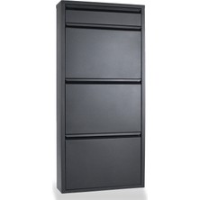 Ata Group 3'lü Siyah Metal Ayakkabılık Ekstra Kapaklı