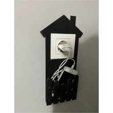 Güneş Lazer Dekoratif Duvar Dekorasyon  Prizlik Telefon Tutacağı Telefon Şarj Kutusu Ahşap 30 x 15 cm
