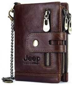 Jeep Erkek Cüzdanı Deri Bozuk Para Kart Bölmeli Zincir Tutuculu Rfıd Özellikli