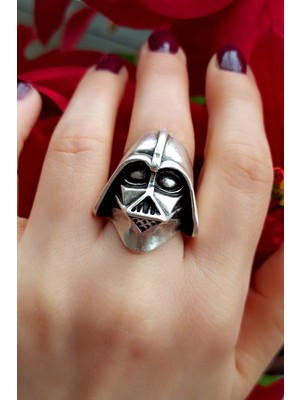 Fildişi Aksesuar Antik Gümüş Kaplama Darth Vader Şekilli El Yapımı Ayarlanabilir Yüzük