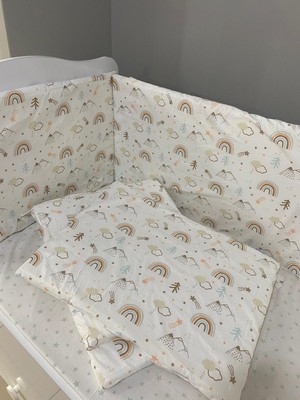 Jaju Baby Dağ ve Gökkuşağı Desenli Beşik Kenar Koruma Özel Ölçü