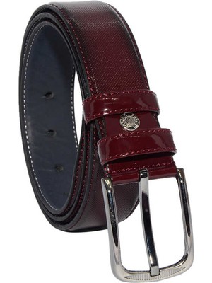 Süzer Bordo Rugan Suni Deri Desenli 3.5 Cm.lik Klasik Kemer - 8007-80