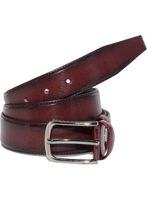 Süzer Bordo Rugan Suni Deri Desenli 3.5 Cm.lik Klasik Kemer - 8007-80