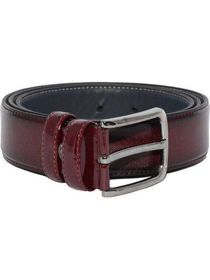 Süzer Bordo Rugan Suni Deri Desenli 3.5 Cm.lik Klasik Kemer - 8007-80