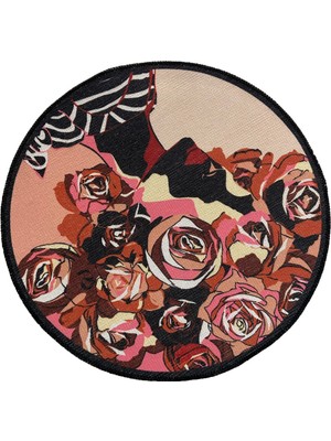 Rugs Modern Mira 854 Rose Gül Baskılı Yuvarlak Halı