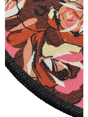 Rugs Modern Mira 854 Rose Gül Baskılı Yuvarlak Halı