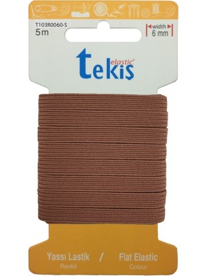 Hobizubi 6 mm Kahve Yassı Lastik - 5 Metre