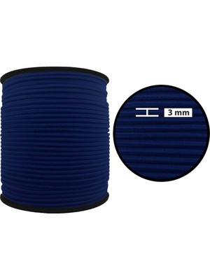 Hobizubi 3 mm Yuvarlak Lastik-50 Metre Lacivert Yuvarlak Lastik
