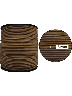 Hobizubi 3 mm Yuvarlak Lastik-50 Metre Kahve Yuvarlak Lastik