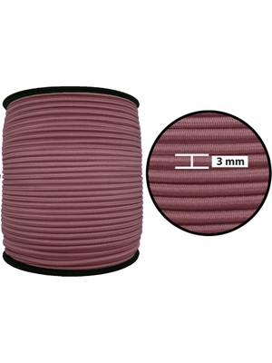 Hobizubi 3 mm Yuvarlak Lastik-50 Metre Gül Kurusu Yuvarlak Lastik