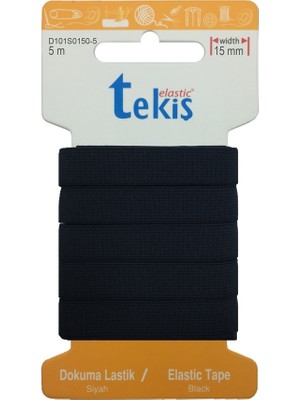 Hobizubi 15MM Siyah Dokuma Lastik - 5 Metre