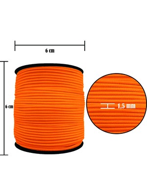 Hobizubi 1.5 mm Şapka Lastik - 100 Metre Neon Turuncu - Yuvarlak Lastik