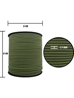 Hobizubi 1.5 mm Şapka Lastik - 100 Metre Haki - Yuvarlak Lastik