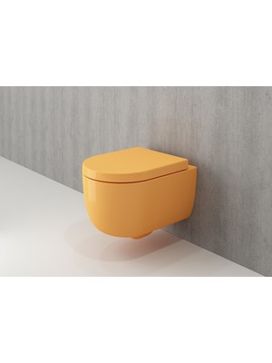 Bocchı V-Tondo Rımless Asma Klozet + Pure S Kapak - P.mandalina Sarısı