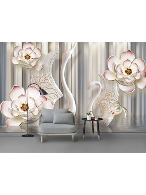 Özel Duvarlar 3D Boyutlu Zemin Üzerinde Çiçekler Duvar Kağıdı