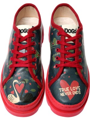 Kadın Vegan Deri Lacivert Sneakers - True Love Tasarım