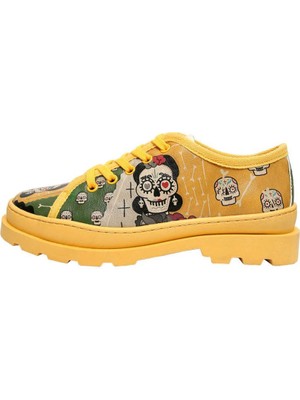 Kadın Vegan Deri Yeşil Sneakers - Sugar Skull Tasarım