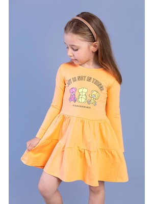 Toontoy Kids Kız Çocuk Ayıcık Baskılı Elbise