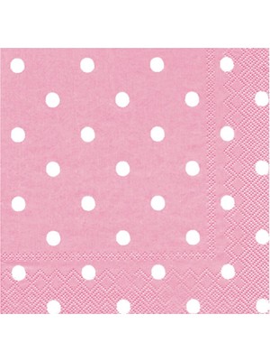 Kikajoy Pembe Puantiyeli Kağıt Peçete 33X33 cm 20'li
