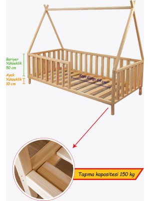 Loolpi Home - Montessori Ahşap Unisex Bebek ve Çocuk Karyolası Tüm Ölçülerde