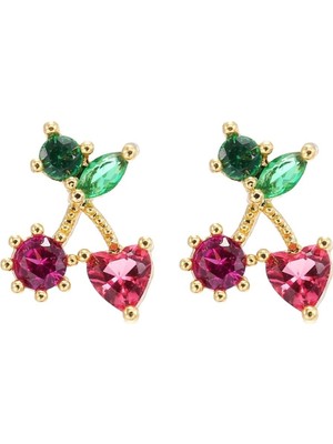 Bylin Gold Mini Kiraz 925 Ayar Gümüş Küpe