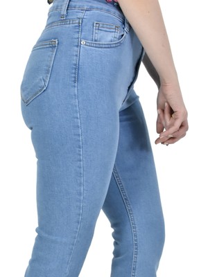2KM Sharly Ganiş Paçalı Yüksek Belli Rahat Açık Mavi Kot Pantolonu