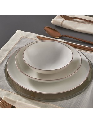 Güral Porselen Güral Atina 18 Parça 6 Kişilik Bone Yemek Takımı Cooper Bakır