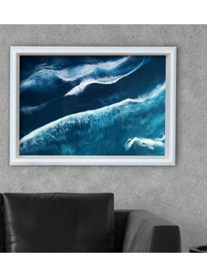 Bk Gift Okyanus Dalgaları Tasarımlı Özel Ahşap Çerçeveli Tablo 46X66CM-2