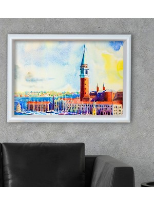 Bk Gift San Giorgio Maggiore Island Tasarımlı Özel Ahşap Çerçeveli Tablo 46X66CM-1