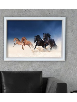Bk Gift Atlar Tasarımlı Özel Ahşap Çerçeveli Tablo 46X66CM-2