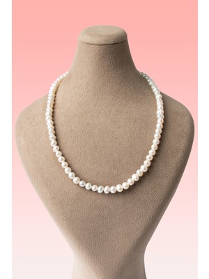 Pearls In Ocean Beyaz Renk Gerçek Inci Kolye Classic Serisi 334